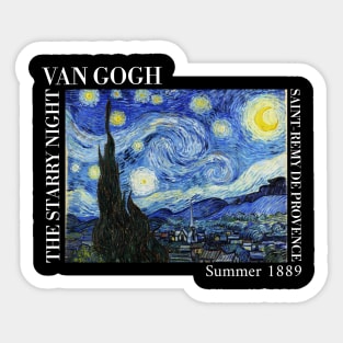 Van Gogh - The Starry Night Stylized with text Full print T-Shirt Sticker